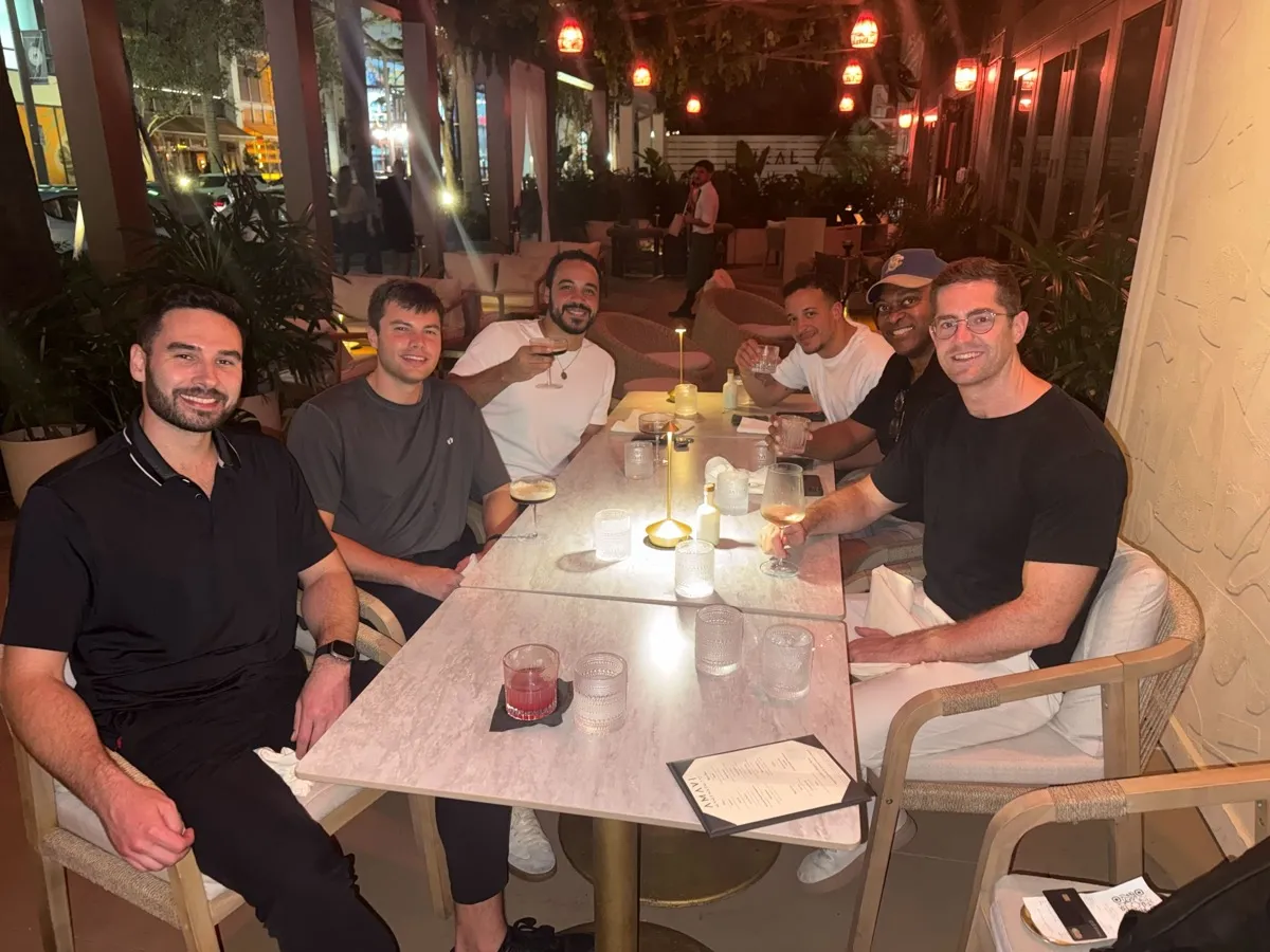 Team dinner at an outdoor restaurant in Miami