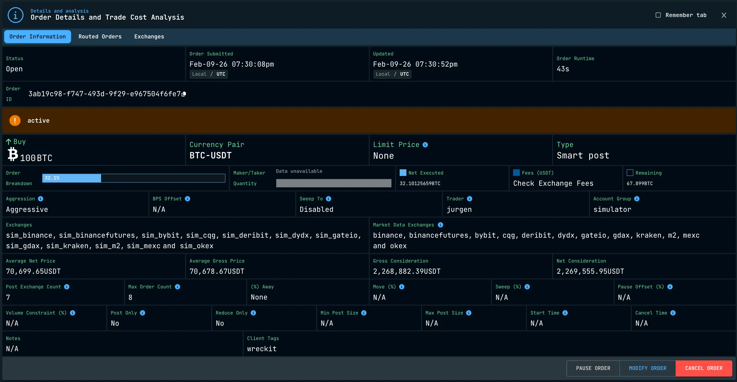 CoinRoutes trading dashboard